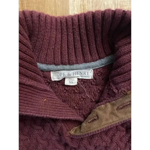 Hope & Henry Kids XS size 4 Burgundy Red Mock Neck Cable Knit Sweater Pullover - Picture 2 of 4